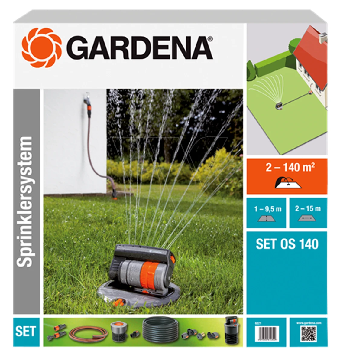 Gardena Verzonk Zwenksproeier Os 140 Set 4 Gardena Verzonk Zwenksproeier Os 140 Set - Afbeelding 2